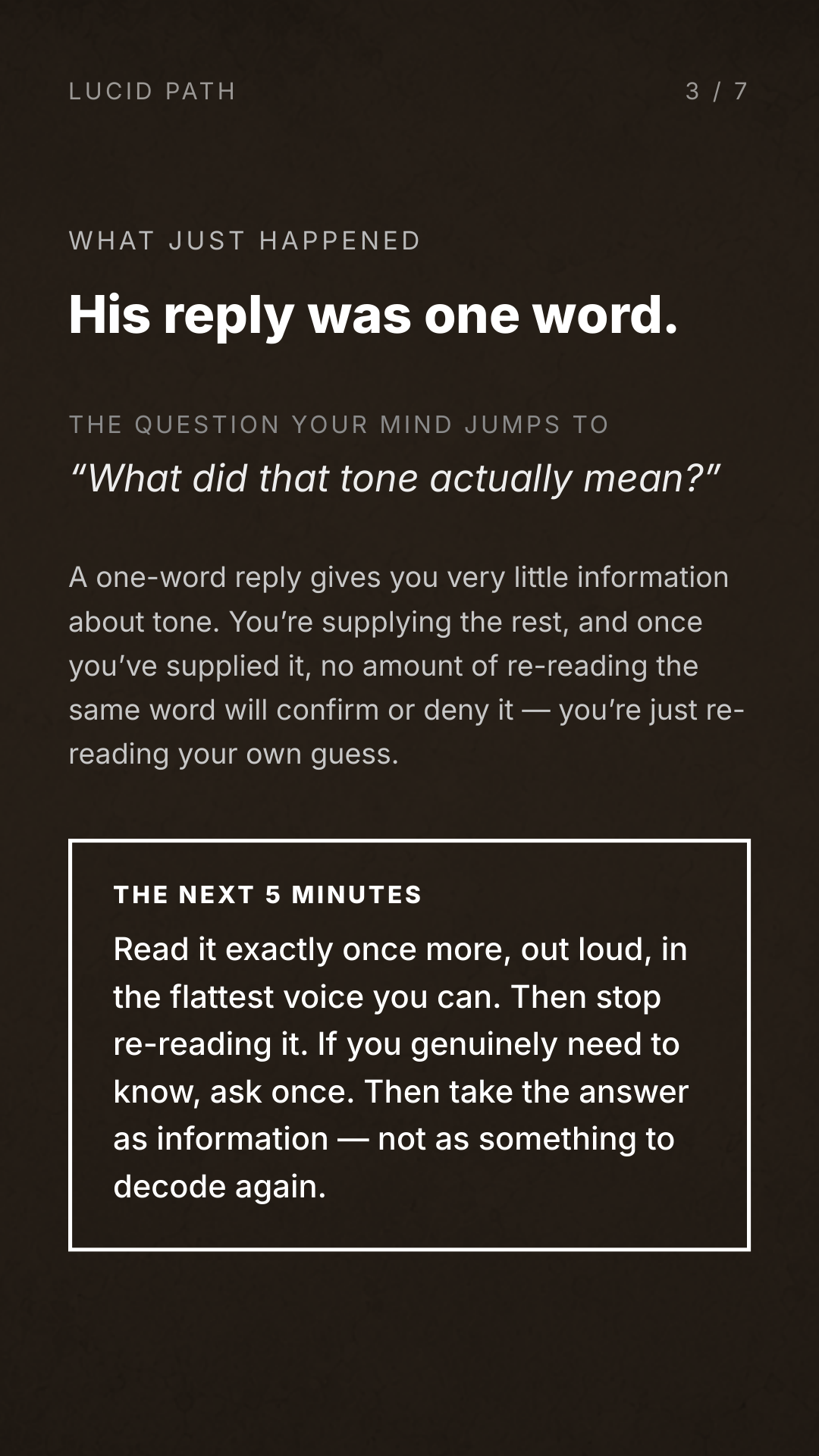 Caught Decoding — one word reply