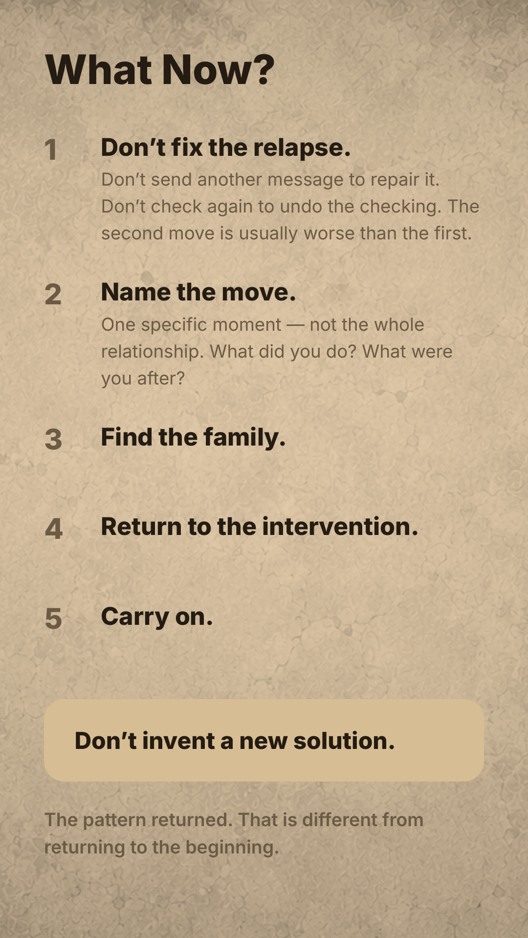 Relapse Protocol — what now