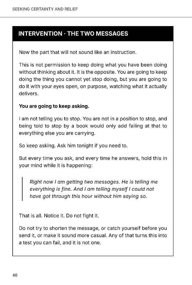 Actual page from the book: The Two Messages intervention